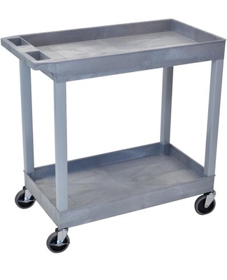 LUXOR EC11HD-G 32'' x 18'' Tub Cart - Two Shelves, Four 5'' Heavy-Duty Casters