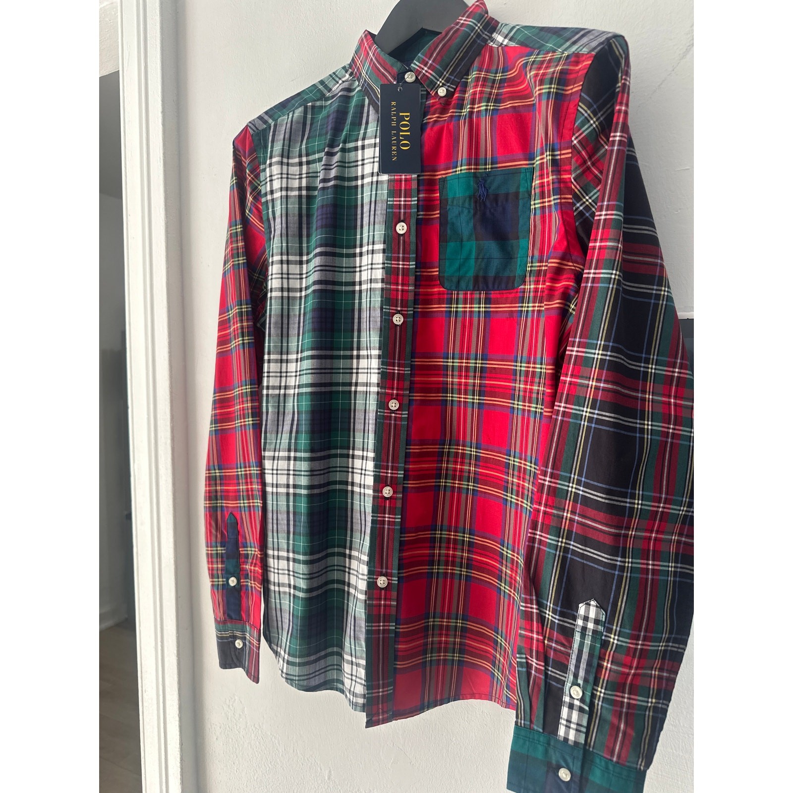 Polo Ralph Lauren patchwork checked flannel shirt Sz 18-20 XL image 5
