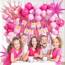 Hot Pink Birthday Decorations for Women with White Hot Pink Light Pink Foil Ball