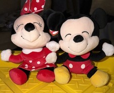 Mickey And Minnie Plush Set with TY beanie babies tags.