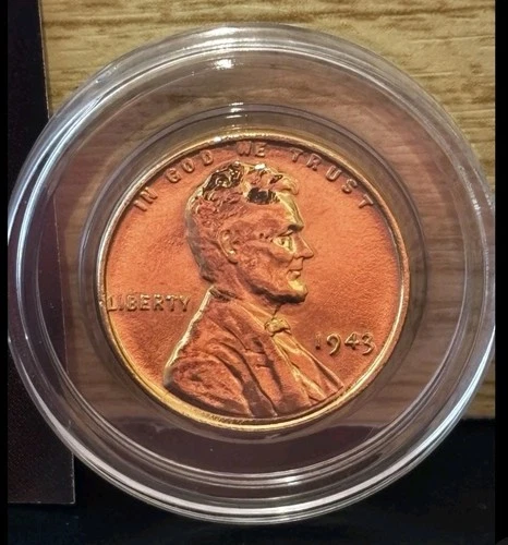 24K Gold Plated Uncirculated 1943 Lincoln Steel Wheat World War II WWII PENNY