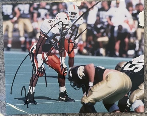RAY LEWIS SIGNED/AUTOGRAPHED MIAMI U 8 X 10 PHOTO LINEBACKER #52 NCAA BLACK #2