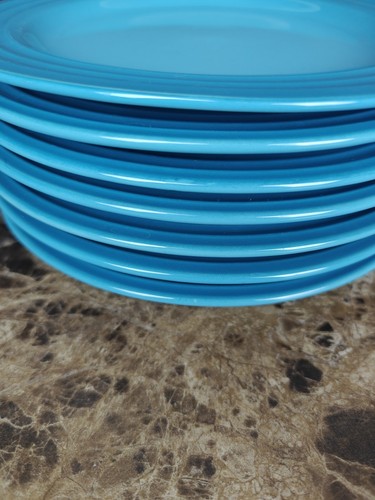 Set Of 7 Le Creuset Caribbean Teal Salad Plates 8.5" - Picture 8 of 9