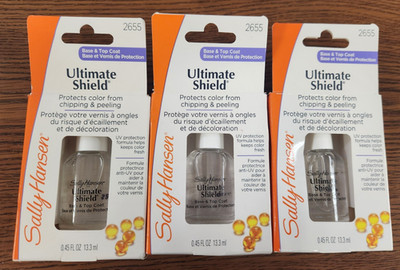 3PCS NIB SALLY HANSEN ULTIMATE SHIELD BASE & TOP COAT #2655 .45 oz EA