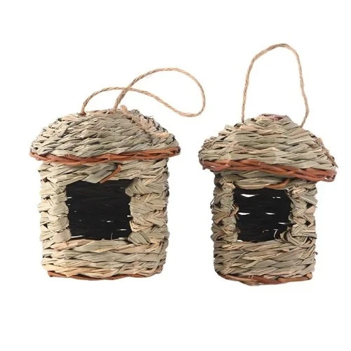 Handwoven Straw Bird Nest Parrot Hanging House Outdoor Breeding Hut Garden Yard