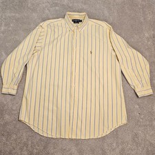 Ralph Lauren Yarmouth Men s 17.5 Yellow Blue Striped Oxford Dress Shirt