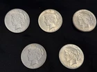 PEACE SILVER DOLLAR LOT 1/4 ROLL OF 5 COINS 1922-1928 P S BEAUTIFUL TONED VF-AU