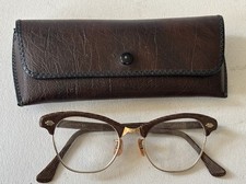 Art Craft CAT EYE 10 12 K GF Glasses Frames Brown W Gold 1959-60  s EXC