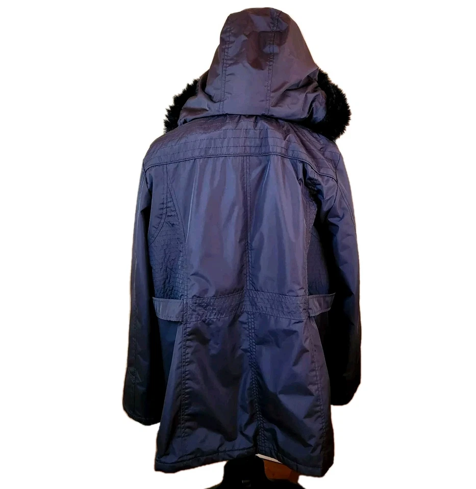 Abrigo de invierno Susan Graver Parka con capucha 4 en 1 para mujer XL gris ciruela cremallera completa chaqueta Foto 4 de 4