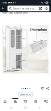 COSTWAY 160cm Tall Wooden Bathroom Cabinet White for Living Room Kitchen Hallway