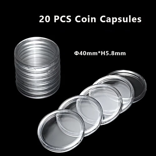 20x Airtight 40mm x 6mm Coin Holders Capsules for 2 oz Silver Rounds & Bullion