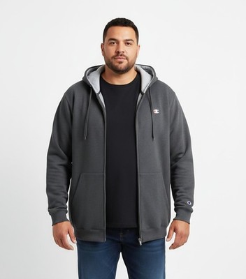 Champion Men s Big & Tall  Full-Zip Fleece Hoodie Granite Heather Gray NWT