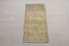 1,5x3,1 ft Rug, Turkish Vintage Rug, Brown Striped Wool Rug