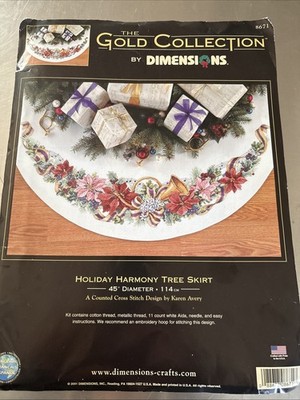 Dimensions Gold Holiday Harmony Tree Skirt 8671 Counted Cross Stitch Karen Avery
