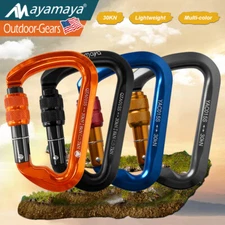 30KN Heavy Duty Screwgate Locking Carabiner D-Ring Clip Hook for Climbing Caving