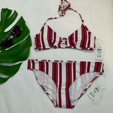 NWT B. Swim Stripe Bikini Top Full Bottom 2 Piece Suit Set Summer Cute