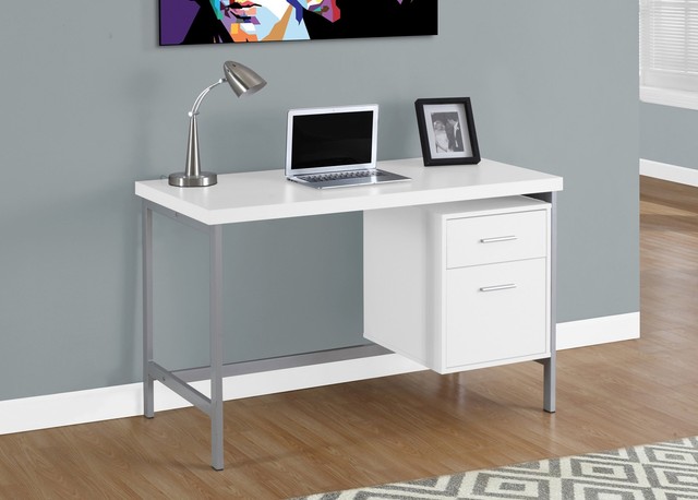 Monarch Specialties 48 Computer Desk In White Silver Metal Monarch Metal Computer Desk White Silver 48
