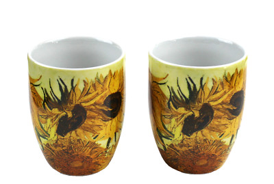 Vintage Thun Karlovarsky Porcelain Wild Sunflowers Coffee Mugs