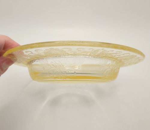 Vtg Florentine #2 Poppy Depression Glass Butter Dish & Lid Yellow Hazel Atlas - Picture 6 of 11