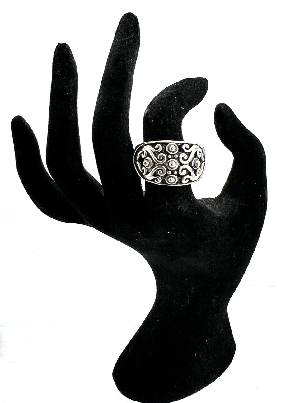 Solid Sterling Silver Bali Style Ring Size 9.25 - image 1
