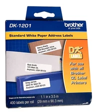 White Paper Address Labels, 400 Standard for Brother QL Label Printers DK-1201