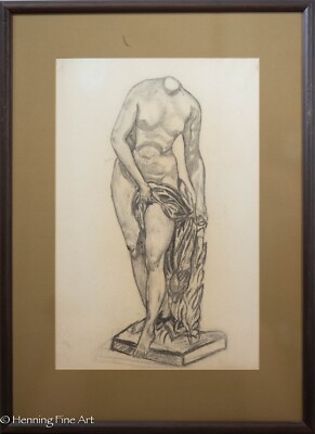 Beautiful Antique Figural Study Drawing by Anne Elaine Sokale Goodwin 2/4