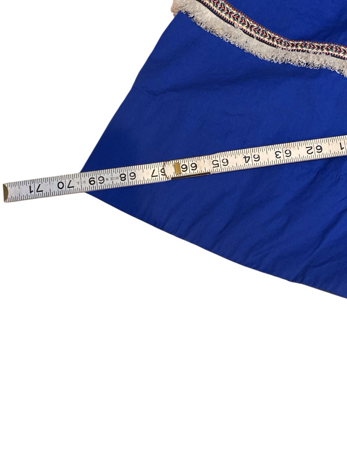 eSHAKTI Women's Blue Fit N Flare Midi Dress Sash Waist Custom Size L 12 Pockets