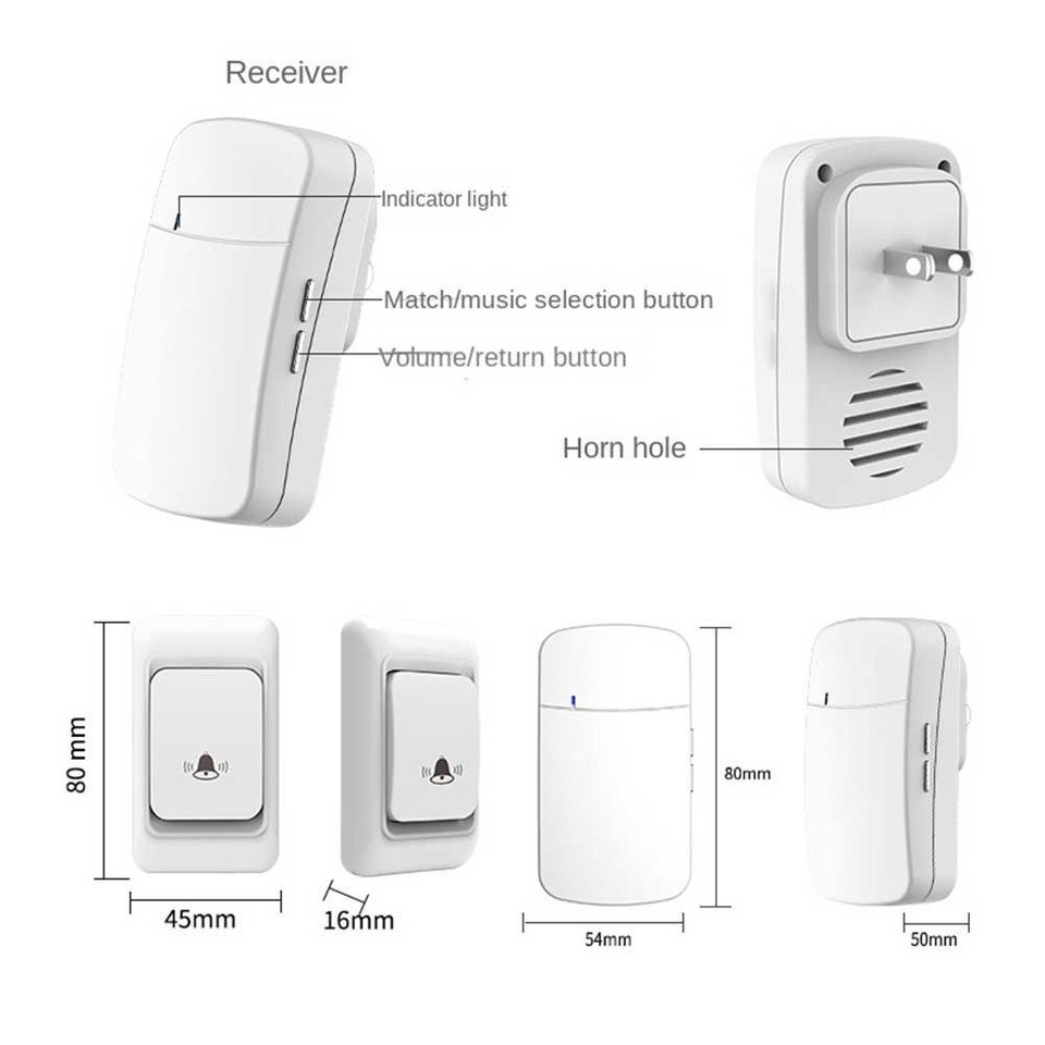 EU UK US Plug Door Bell Wireless Door Hardware Doorbell Home
