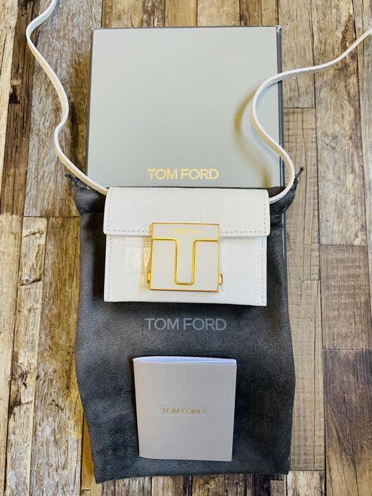 TOM FORD Leather Mini Shoulder Bag Croco embossed White Gold TOM FORD Leather Mini Shoulder Bag Croco embossed White Gold