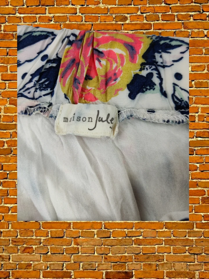 WOMENS MAISON JULES FITS UK 8-10 NAVY MIX ROSES SPOTS STRETCH WAIST FLARE SKIRT — 第 4/4 张图片