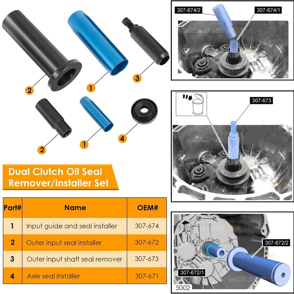 Herramienta de instalación removedor de sello de doble embrague para Ford Fiesta, Focus DPS6 6DCT250, Volvo Foto 3 de 4