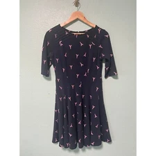 Unique Vintage Women's Pink and Navy Paris Eiffel Tower Dress Size Large