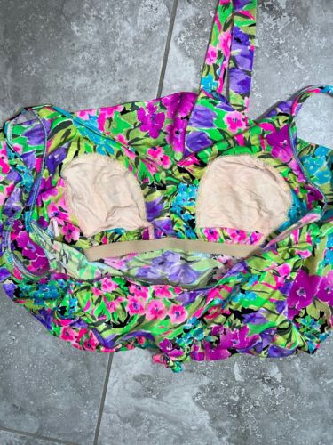 Maxine Of Hollywood One Piece Swimsuit Floral Pinup Romper Dress Retro Swim 18 - Picture 7 of 12