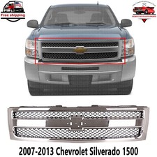 Front Grille Chrome Shell W Black Insert For 2007-2013 Chevrolet Silverado 1500