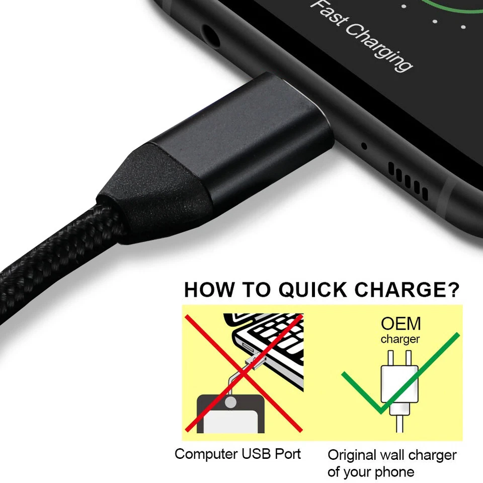 .7/3/6Ft Braided Micro USB 2.0 Fast Charging And Data Sync Cable For Cell Phones - Image 4 of 4