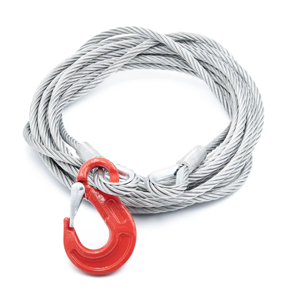 Alfa Logistik Stahlseil mit Haken - Drahtseil mit Haken - Seil mit Kauschen