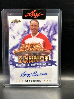 Joey Chestnut Banned Autographed Card by Leaf 220/400 Hot Dog Champion Happy 4th