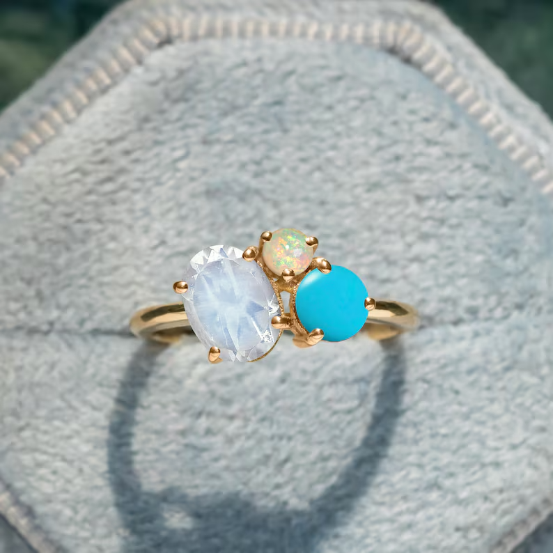 Anello Vintage In Oro 18K Con Pietra Di Luna, Anni '60 – Antichità Galliera - Foto 13