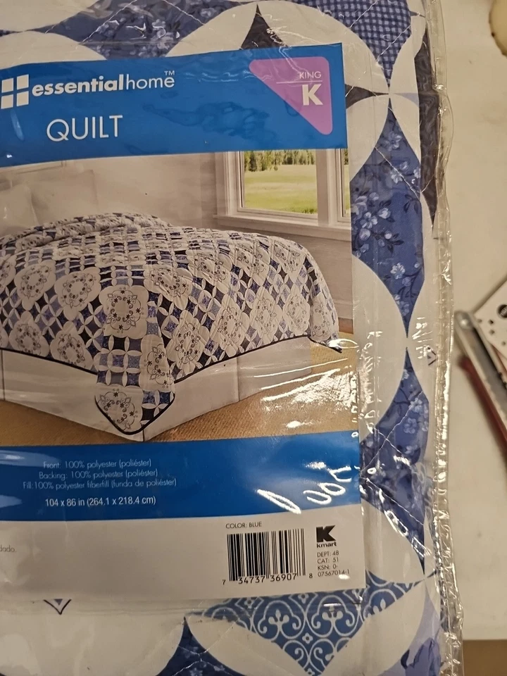 King Size Quilt Blue Essential Home Kmart Paisley Polka Dot Stripes Comforter. E - Image 4 of 4