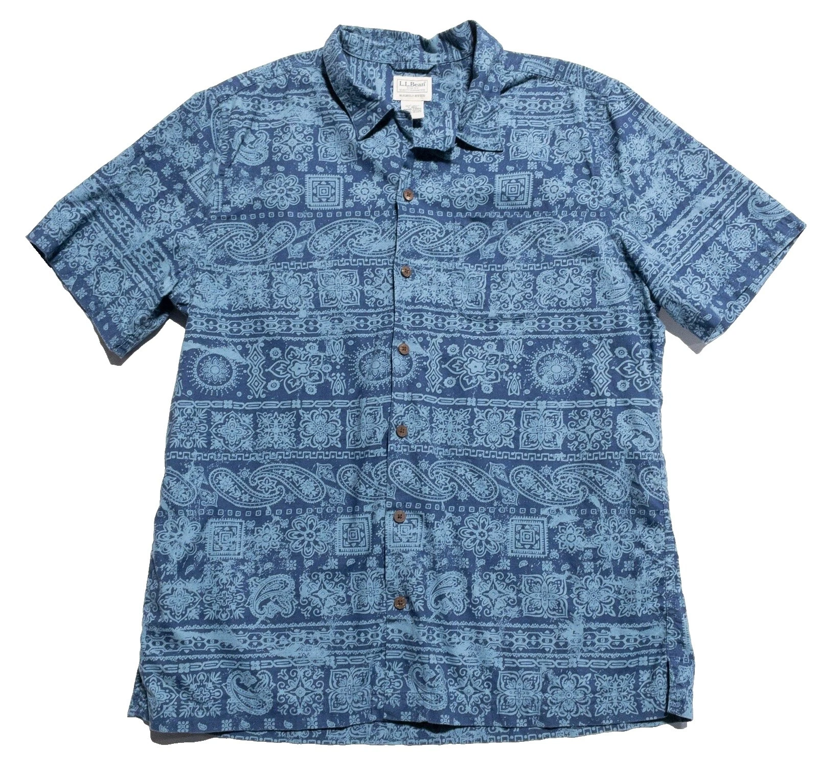 L.L. Bean Regular Geometric Casual Button-Down Shirts for Men