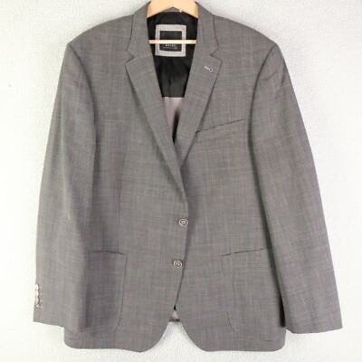 Digal Blazer Mens 50R Gray Geometric Wool Silk Two Button Vented Sport Coat