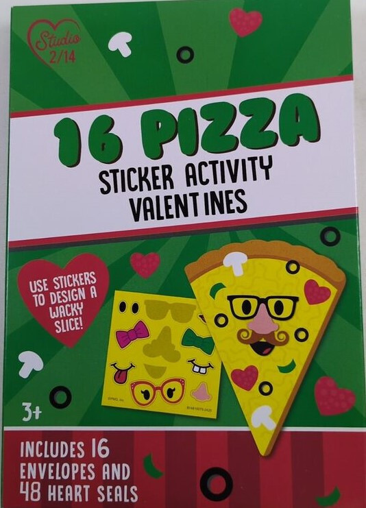 Estudio 2/14 (16) Pegatina Pizza Actividad San Valentín y Sobres + 48 Sellos Corazón