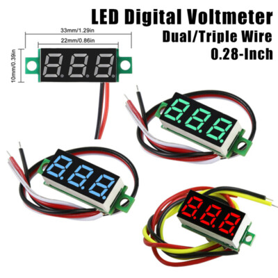 LED Digital Voltmeter Display Voltage 0.28-Inch Display 2.5-30 VDC and 0-100 VDC