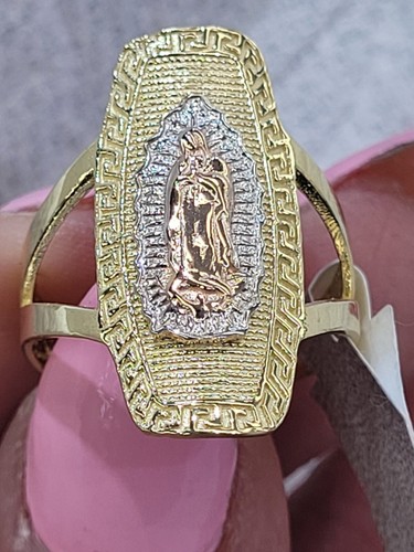 Long solid 14k Gold Virgin Mary Guadalupe Ring Size 6 7 8 9 10 Greek - Picture 5 of 20
