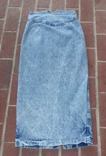 Vintage 80s Prezzia Jeanswear Acid Washed Denim Midi Skirt Sz 5/6 Hig Waist