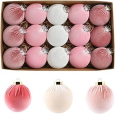 15 Pcs Velvet Flocked Christmas Balls,3.14 in Ornaments 3 Colors Shatterproof