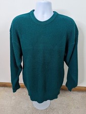 Vintage 80s Expressions Teal Green Geometric Cosby Biggy Mens Large Sweater C1M