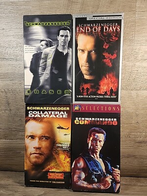 Arnold Schwarzenegger VHS Lot Of 4 VCR Tapes Pre-owned Commando - Eraser- & More