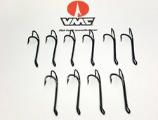 SIZE 8, VMC 8909 BLACK DOUBLE FLY TYING SALMON HOOK in packs of 10, 25, 50, 100