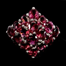 925 Sterling Silver Ring Oval Rhodolite Garnet Gemstone Jewelry Size 7